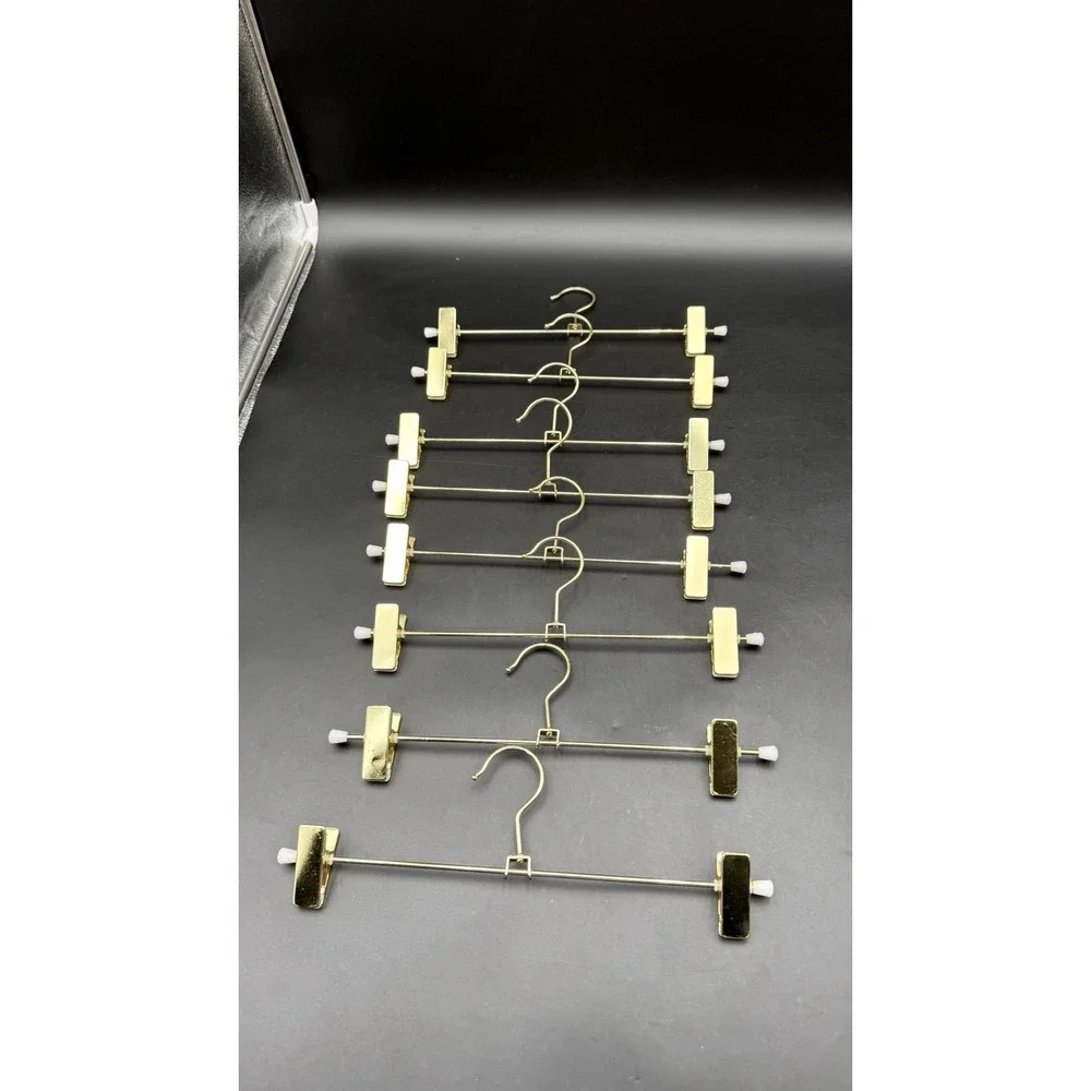 16 Pack Shiny Gold 12 Inch Metal Pants Skirts Hanger, Sturdy for Slacks Trous...